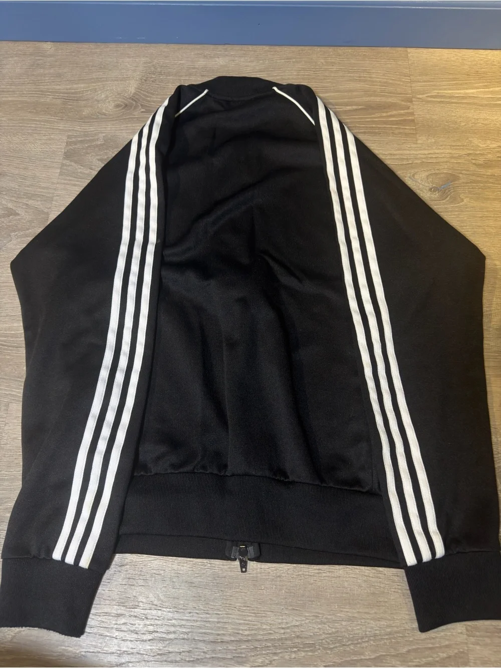 adidas Black Jacket with White Three-Stripes